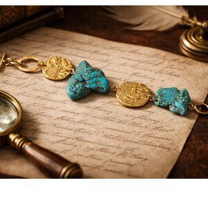 Vintage Turquoise Tibetan Chunky Statement Bracelet